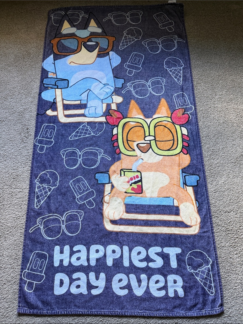 Kids Bluey 'Happiest Day Ever' Beach Towel